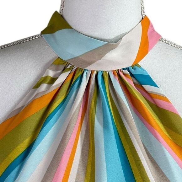 Trina Turk Morgan Striped Halter Neck Dress Multicolor Size Small - Picture 5 of 12